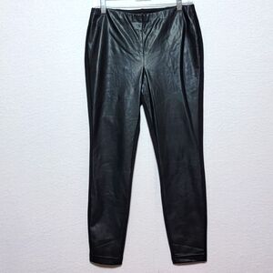 Donna Karan Sleek Black Faux Leather Pants SIZE S. #714‎